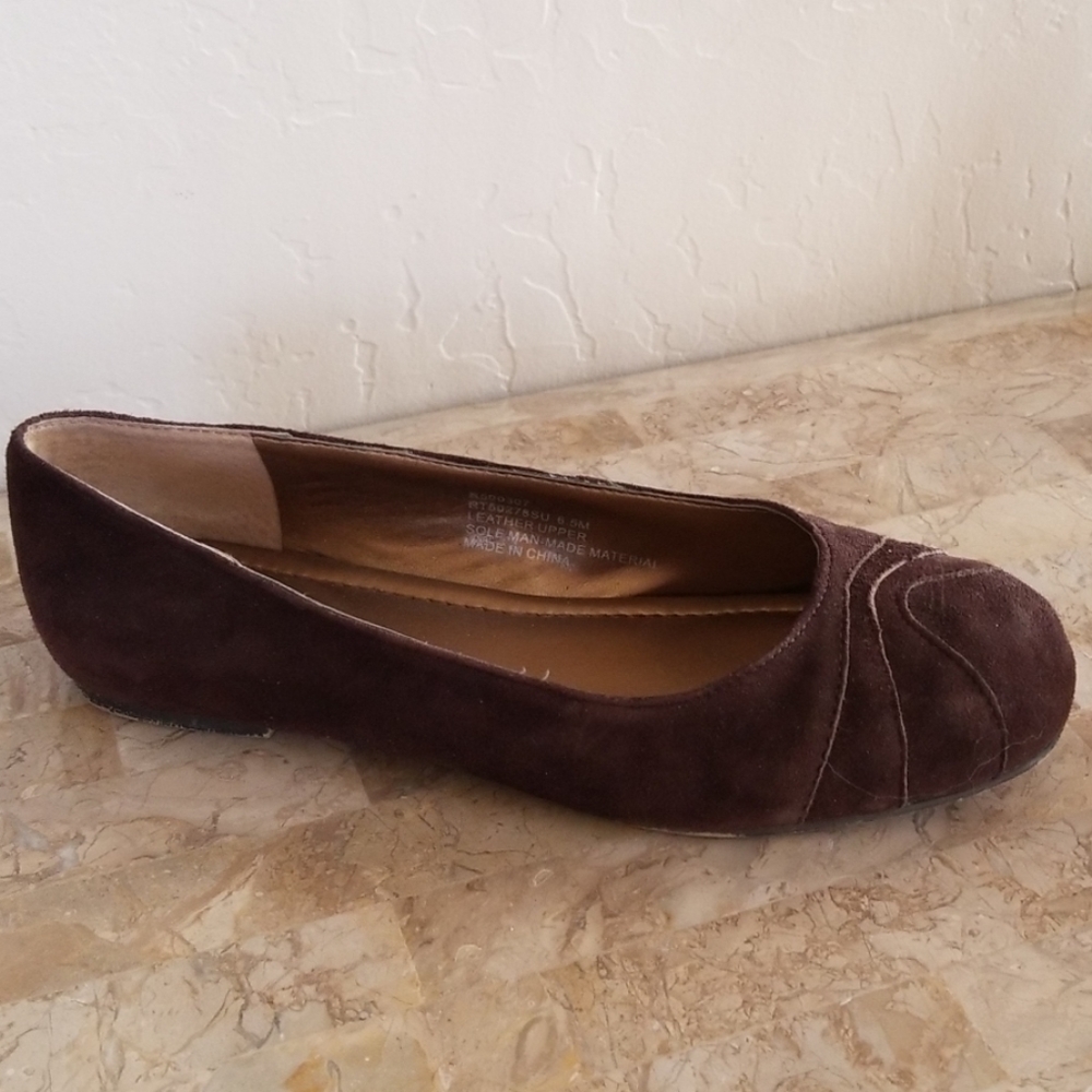Chocolate Brown Suede Ballet Flats Gem